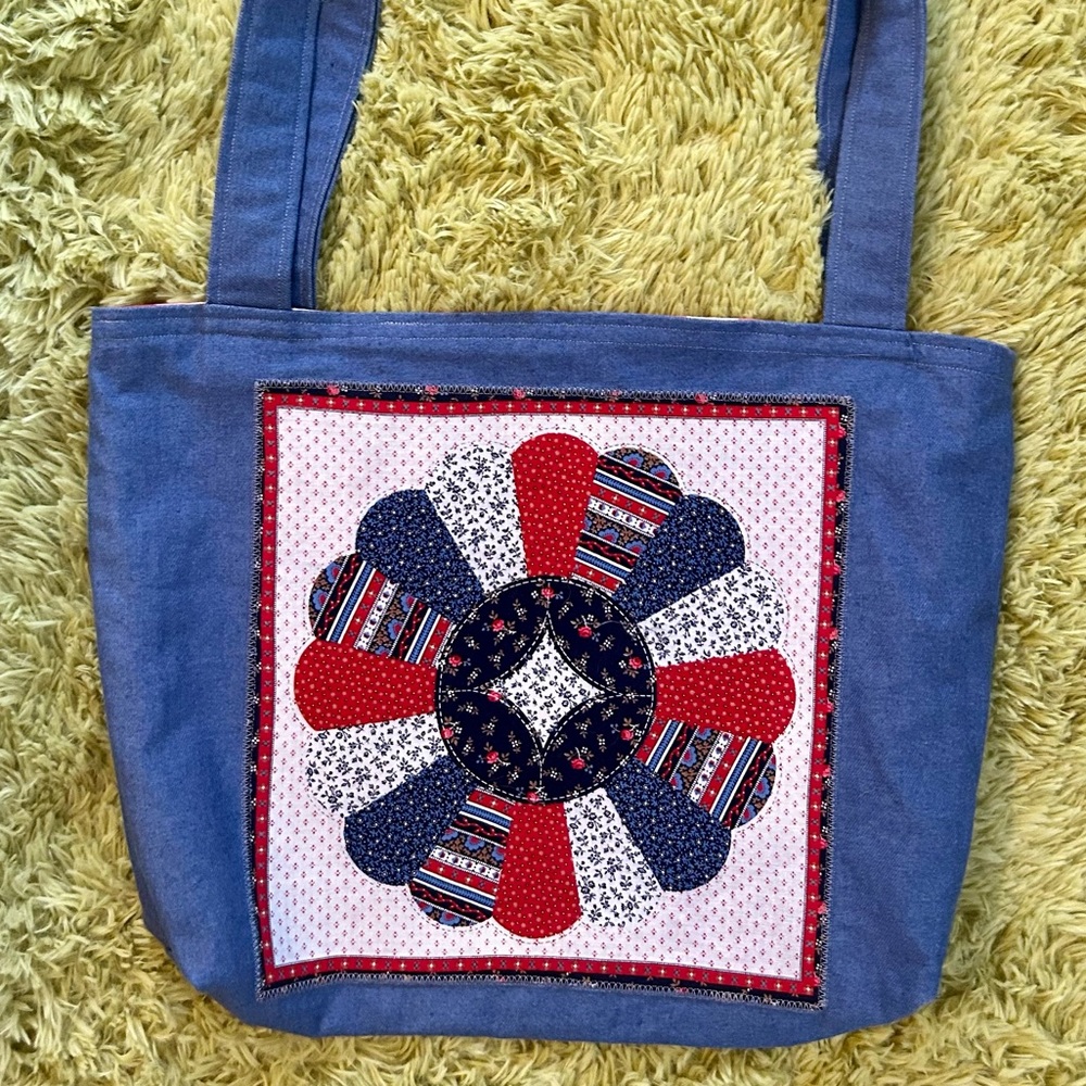 Upcycled Farmhouse Patchwork Tote Bag - image 1